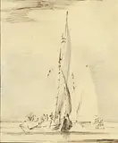 Willem van de Velde II, Voiliers, plume et encre brune, lavis gris sur papier