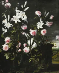 Bosquet de roses et de lys by Jan van den Hecke, sold Jun 2024