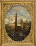 Jan Frans van Bloemen, Paysage ruiniste animé, huile sur toile