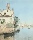 Martín Rico, Vue de Venise depuis le canal, aquarelle sur papier