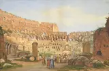 Charles-François Knébel, L'intérieur du Colisée, 1843, aquarelle sur papier