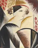 Nathalie Goncharova, Portrait Théâtral, 1916, huile sur carton