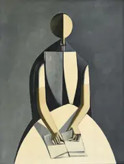 Duilio Barnabè, Personnage à la lettre, huile sur toile