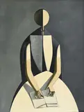 Duilio Barnabè, Personnage à la lettre, huile sur toile