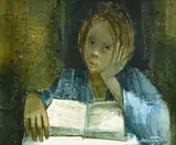 Michel Sementzeff, Jeune fille lisant, huile sur toile