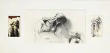 Ernest Pignon-Ernest, Etude pour la Virgilienne, 1995_,_ 2 dessins (fusain, lavis et aquarelle) et une photographie couleur dans un même encadrement, dessins signés