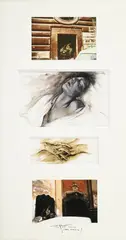 Ernest Pignon-Ernest, Marie Madeleine, 1990, 2 dessins et 2 photographies dans un même encadrement, technique mixte, (fusain, lavis, gouache et photographies)