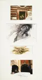 Ernest Pignon-Ernest, Marie Madeleine, 1990, 2 dessins et 2 photographies dans un même encadrement, technique mixte, (fusain, lavis, gouache et photographies)