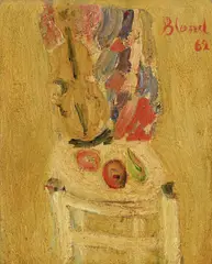 Maurice Blond, Nature morte au violon, 1962, huile sur toile