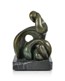Jean-Jacques Porret, Paladin, 1984, sculpture en bronze à patine vert foncé et socle en marbre mobile