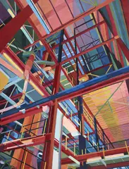 Alusuisse Chippis by Jo Gundry, huile sur toile, sold Jun 2024