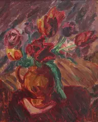 Matthew Smith, Still life, Tulips in a vase, c. 1940, huile sur toile
