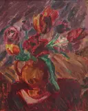 Matthew Smith, Still life, Tulips in a vase, c. 1940, huile sur toile