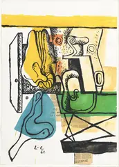 Le Corbusier, Nature morte sur le thème, 1962, gouache et collage avec papier journal sur papier épais