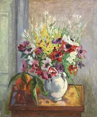 Anémones, mimosas et oranges by Henri Manguin, 1936, huile sur toile, sold Jun 2024