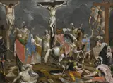 Johann Petrus von Esch, Crucifixion, huile sur papier fixée sous verre