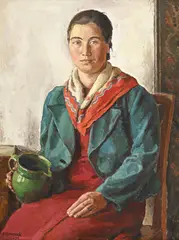 Henry Schimek, Portrait d'une Valaisanne, 1937, huile sur toile