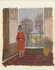 Henry Roulet, Jeune fille au chat, huile sur papier