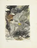 Faucon pèlerin devant son aire by Robert Hainard, 1983-1993, bois gravé, sold Mar 2024