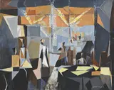 Emilio Maria Beretta, Composition, 1957, huile sur toile