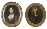 Johann Rudolf Huber, Anne et Sigmund von Diesbach, 1704, paire d'huiles, une sur toile, une sur cuivre