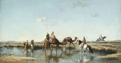 Étienne Billet, Cavaliers et méharistes, huile sur panneau
