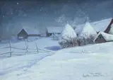Charlotte Wahlström, Nuit à la montagne, huile sur toile