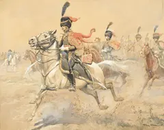 Georges Scott, Charge des grenadiers de la Garde impériale, 1932, aquarelle et rehauts de gouache sur papier
