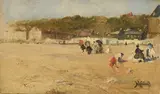 Ferdinand Heilbuth, Scène de plage, huile sur panneau