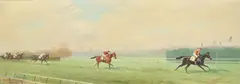 Eugène Péchaubès, Course hippique, huile sur toile