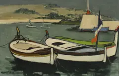 Robert Humblot, Barques en Bretagne, huile sur toile
