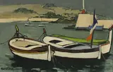 Robert Humblot, Barques en Bretagne, huile sur toile