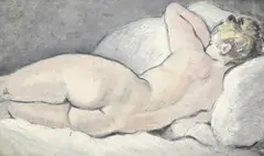 Nadia Benois, Nu de dos, huile sur isorel