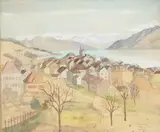Marguerite Steinlen, Vue de Pully, 1943, aquarelle et gouache sur papier monté sur carton
