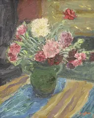 René Seyssaud, Œillets, huile sur toile