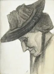 Joseph Rossi, Portrait de paysanne, fusain et pastel sur papier