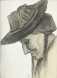 Joseph Rossi, Portrait de paysanne, fusain et pastel sur papier