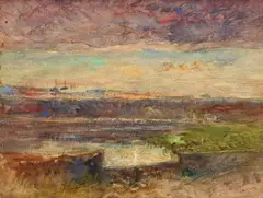 François-Auguste Ravier, Paysage, aquarelle et crayon de graphite sur papier