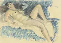 Jean Puy, Nu allongé, technique mixte sur papier (pastel, crayon de graphite, etc.)