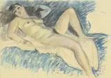 Jean Puy, Nu allongé, technique mixte sur papier (pastel, crayon de graphite, etc.)