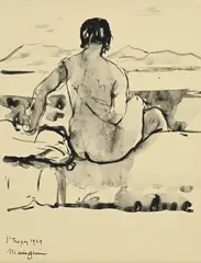 Femme nue de dos by Henri Manguin, 1929, encre sur papier, sold Mar 2024