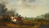 Peter Meulener, Scène de bataille, huile sur panneau