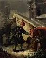 Franz Hohnbaum, Weihnachtsmarkt. Mitte 19. Jh, Öl auf Leinwand, auf Holz aufgezogen