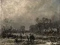 Adolf Stademann, Winterliches Vergnügen am See. Mitte 19. Jh, Öl auf Holz