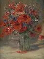 Emil Esche, Stilleben mit Klatschmohn und Kornblumen, Öl auf Leinwand