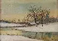 Fritz Hegenbart, Winterliche Flußlandschaft, Wohl 1920, Öl auf Malpappe