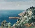 Albert Kunze, Küste auf Mallorca, 1932, Öl auf Malpappe