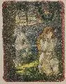 Ludwig von Hofmann, Adam und Eva, 1897, Farblithographie auf gräulichem Papier