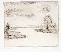 Georg Hermann Gelbke, Überschwemmung, 1915, Radierung in Braun