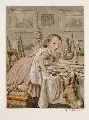 Hugo Buerkner, Der leckere Kuchen, 1857, Aquarellierte Bleistiftzeichnung, weiß gehöht